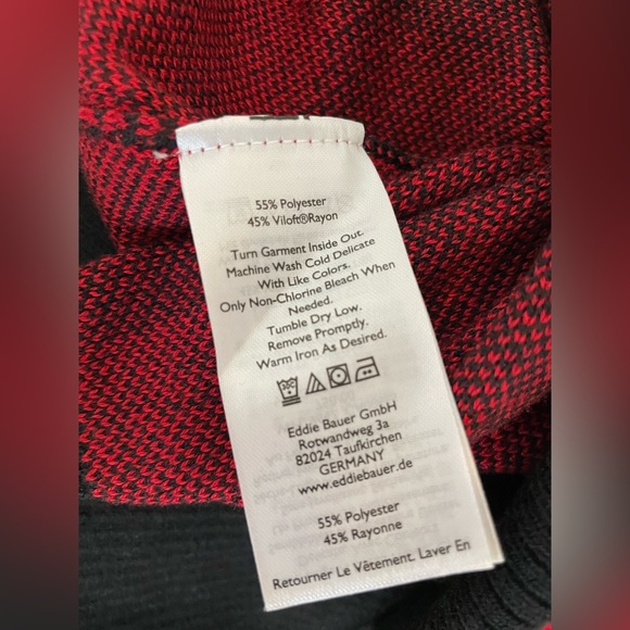 Eddie Bauer Red Buffalo Plaid Sweater Preppy NWOT Size Small - Picture 6 of 6